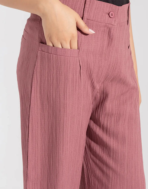 TEXTURED WIDE LEG PANTS